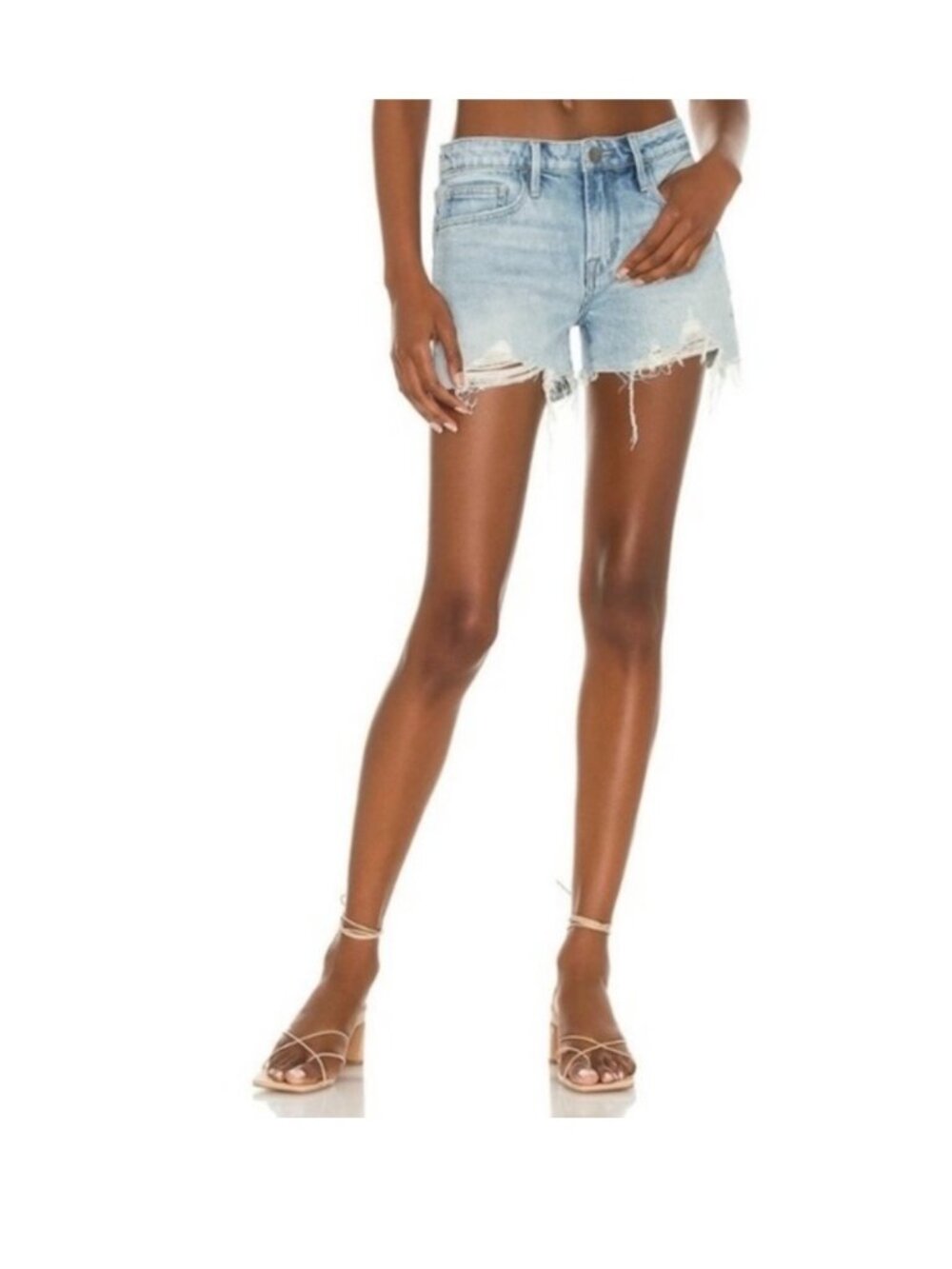 Frame Short Womens Size 28 Le Grand Garcon Denim Jean Raw Hem Distressed